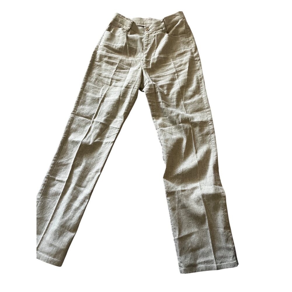 Liz Claiborne Liz Sport Beige Khaki Linen Trousers Sz 8